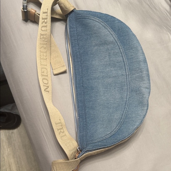 True Religion Denim Belt Bag with Tan Strap - Picture 5 of 5